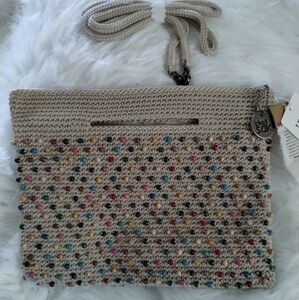 The Sak Cream Crossbody Bag with Crochet Design